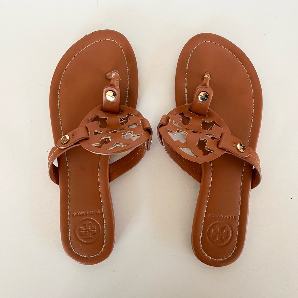 Tory Burch Miller Sandal in Vintage Vachetta Camel Brown, size 39 - Picture 2 of 12